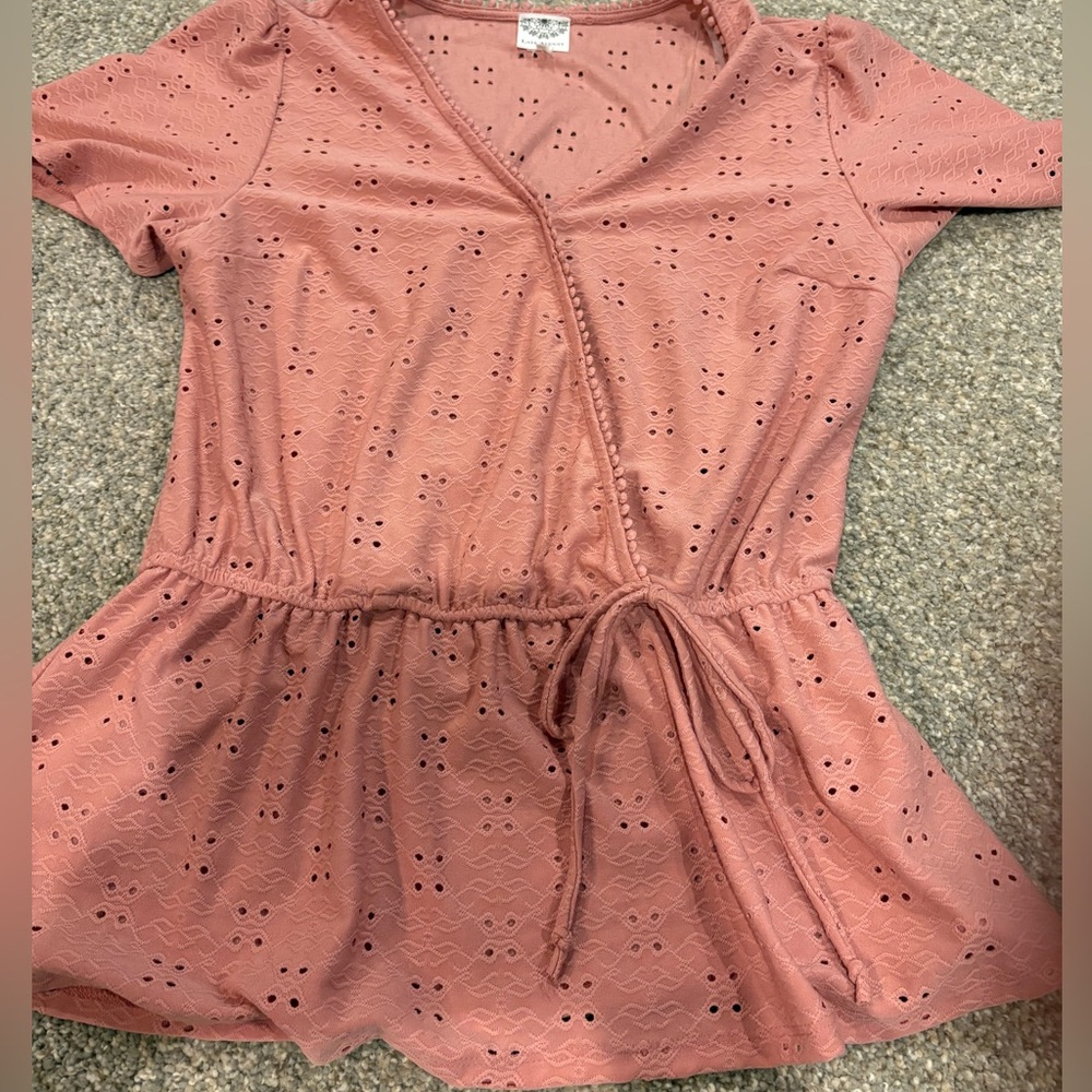 Pink Eyelet Wrap Dress
